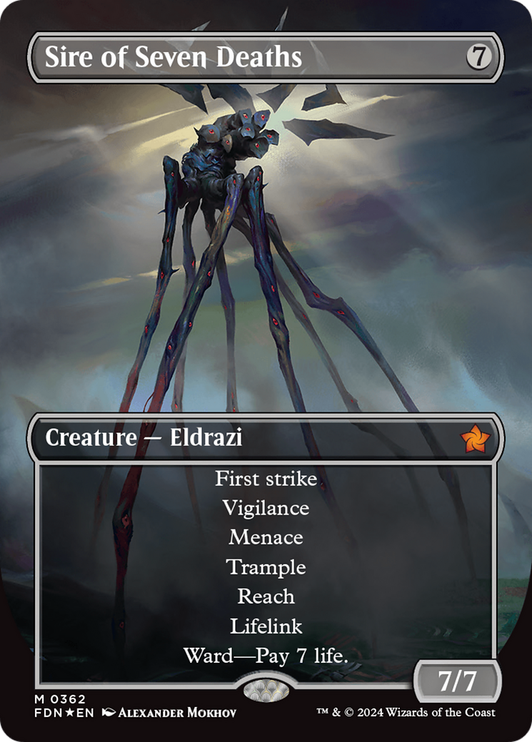 Sire of Seven Deaths (Borderless) (Mana Foil) [Foundations] - Trinity Hobby