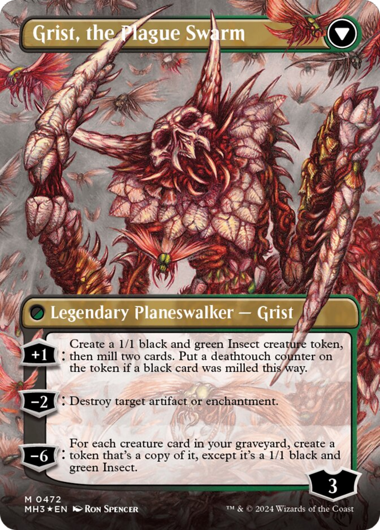 Grist, Voracious Larva // Grist, the Plague Swarm (Borderless) (Textured Foil) [Modern Horizons 3] - Trinity Hobby
