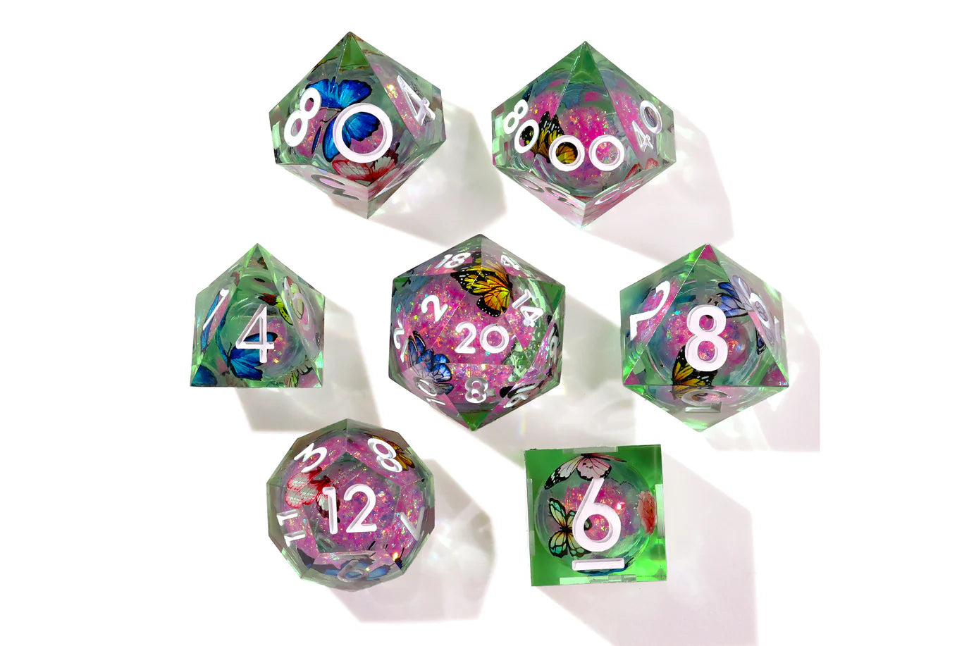[Pre-Order] Baron of Dice - Summer Butterfly Liquid Core RPG Dice Set - 7 Pieces - Trinity Hobby