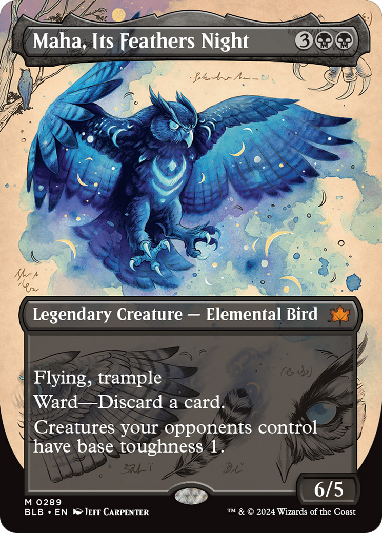 Maha, Its Feather Night (Borderless) [Bloomburrow] - Trinity Hobby