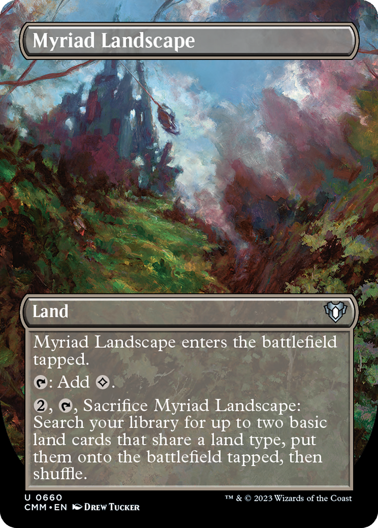 Myriad Landscape (Borderless Alternate Art) [Commander Masters] - Trinity Hobby
