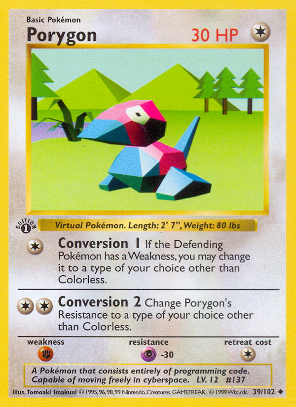 Porygon (39/102) (Shadowless) [Base Set 1st Edition] - Trinity Hobby