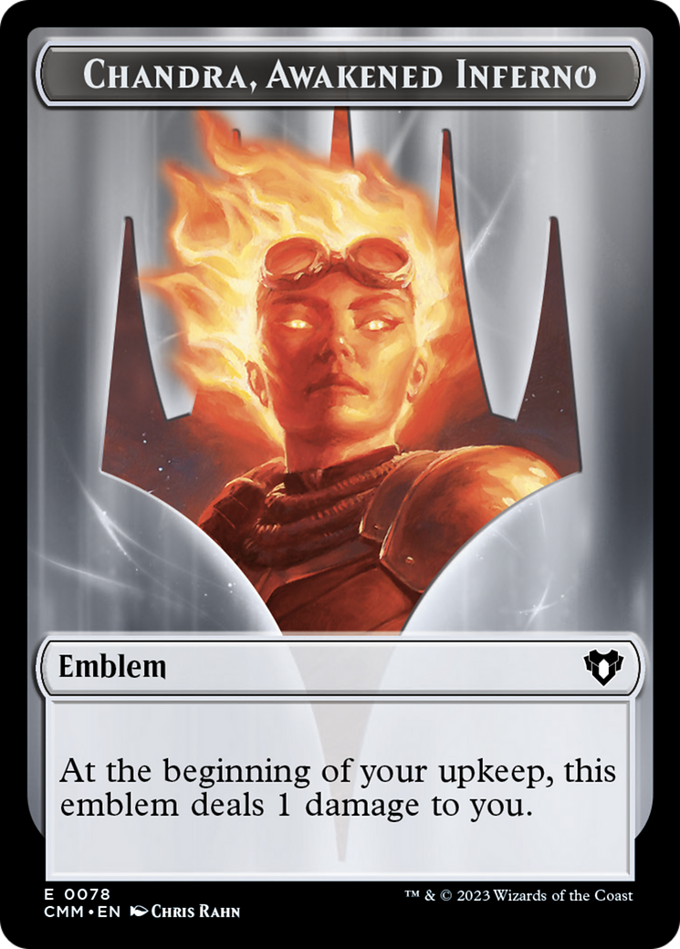 Chandra, Awakened Inferno Emblem // Wizard Double-Sided Token [Commander Masters Tokens] - Trinity Hobby