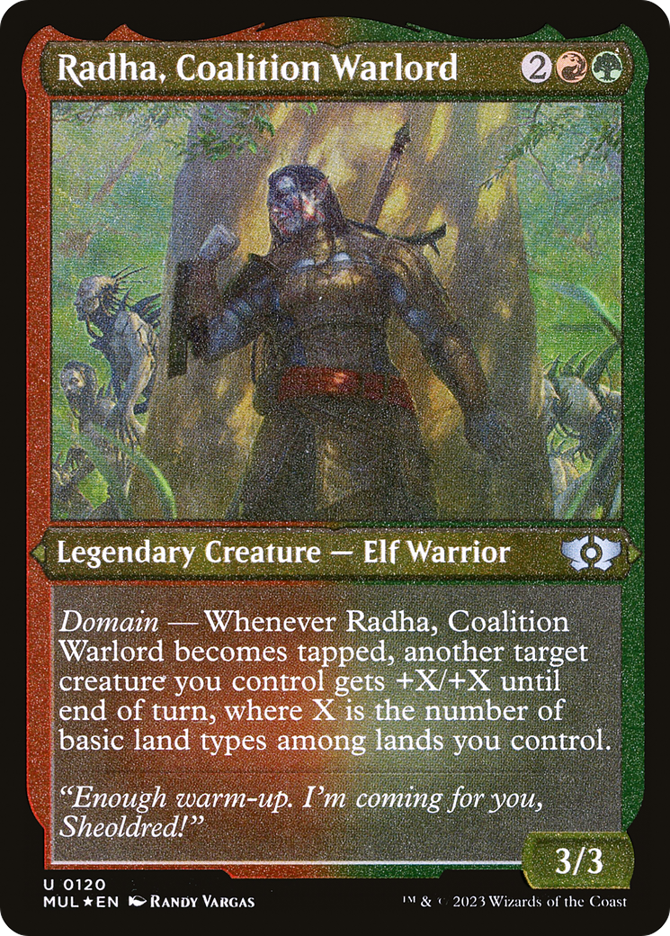 Radha, Coalition Warlord (Foil Etched)  [Foil]  (MUL-120) - [Multiverse Legends] - Trinity Hobby