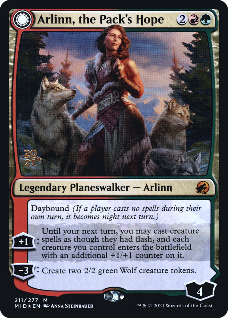 Arlinn, the Pack's Hope // Arlinn, the Moon's Fury [Innistrad: Midnight Hunt Prerelease Promos] - Trinity Hobby