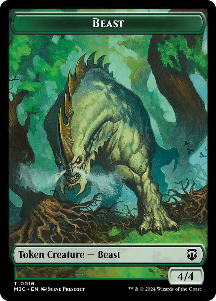 Beast (0016) (Ripple Foil) // Copy Double-Sided Token [Modern Horizons 3 Commander Tokens] - Trinity Hobby