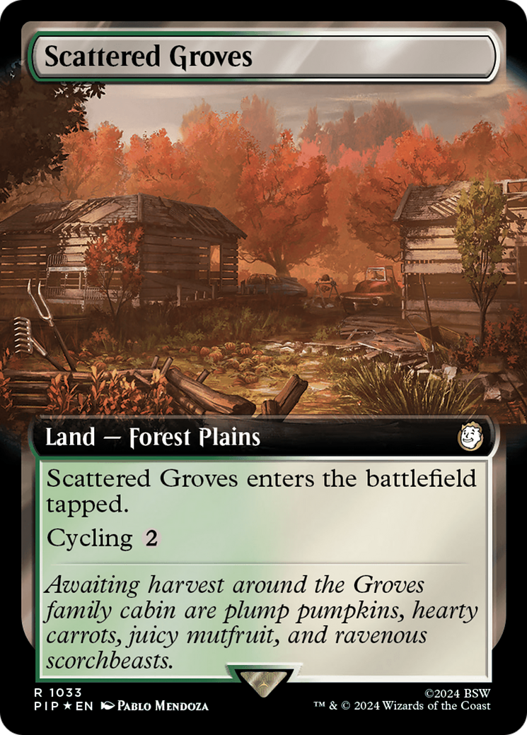 Scattered Groves (Extended Art) (Surge Foil) [Fallout] - Trinity Hobby