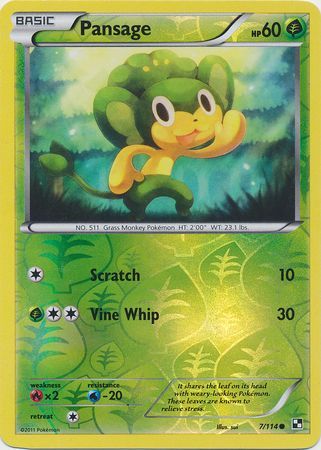 Pansage (7/114) (Energy Holo) [Black & White: Base Set] - Trinity Hobby