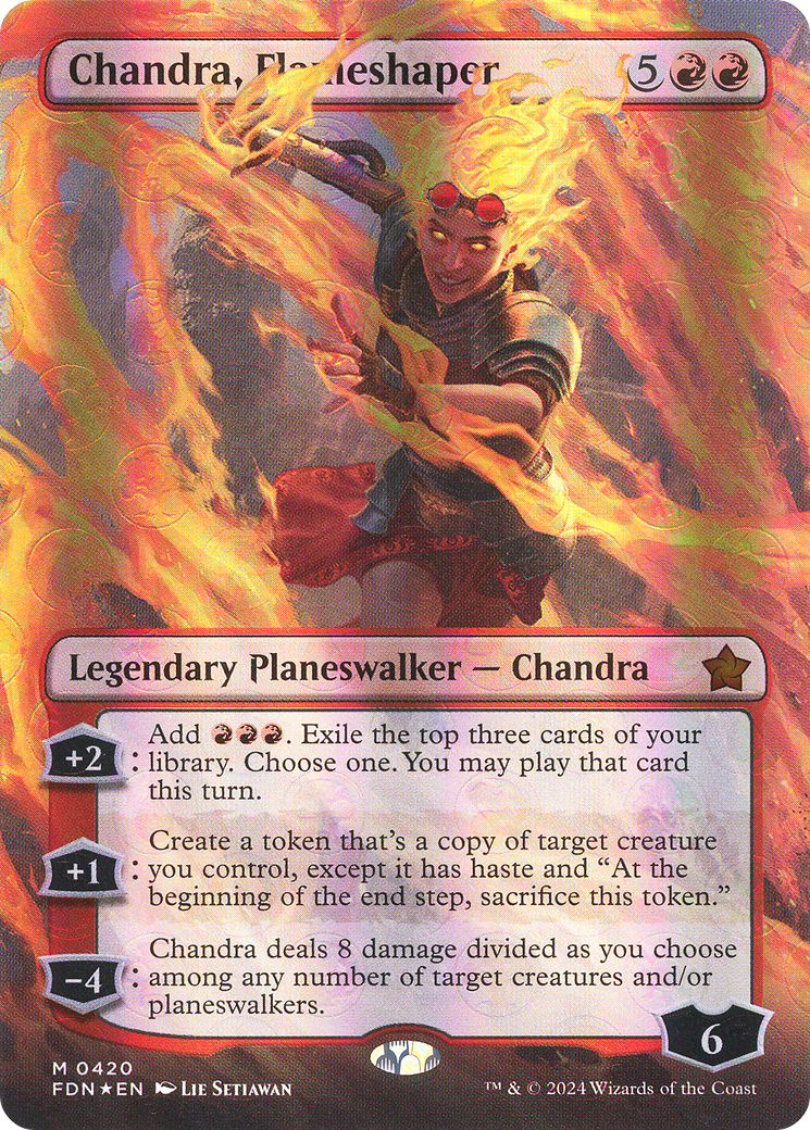 Chandra, Flameshaper (Borderless) (Mana Foil) [Foundations] - Trinity Hobby