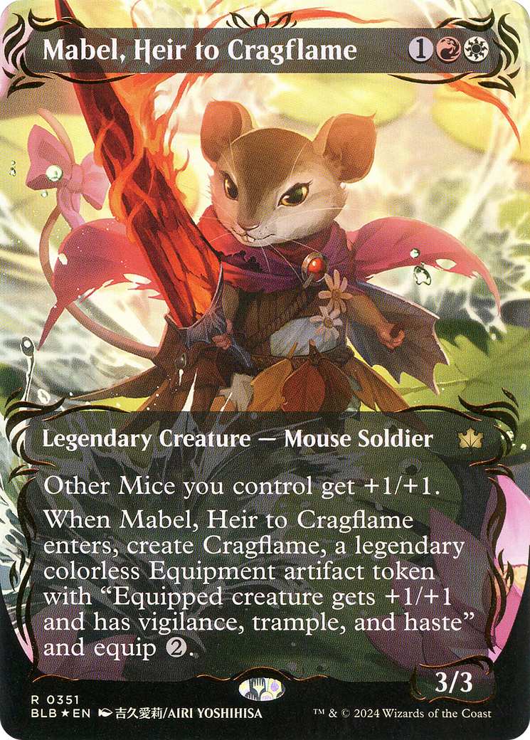 Mabel, Heir to Cragflame (Borderless) (Raised Foil) [Bloomburrow] - Trinity Hobby