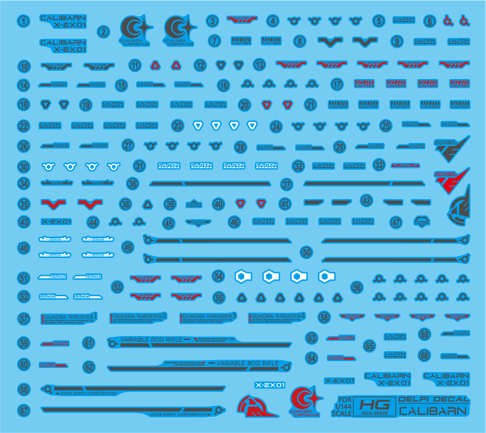 Delpi Decals HG CALIBARN WATER DECAL - Trinity Hobby