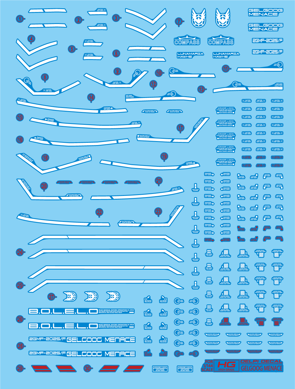 Delpi Decals HG GELGOOG MENACE WATER DECAL - Trinity Hobby