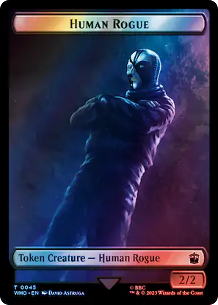 Human Rogue // Dinosaur Double-Sided Token (Surge Foil) [Doctor Who Tokens] - Trinity Hobby