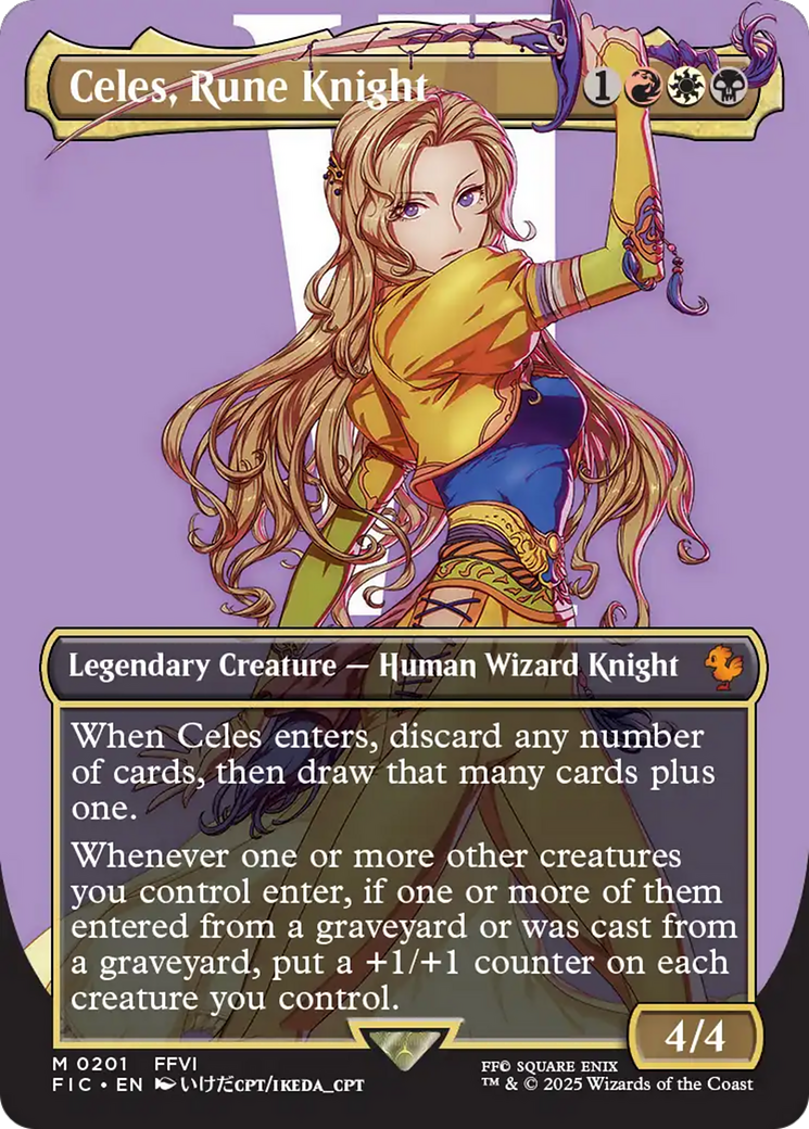 Celes, Rune Knight (Borderless)  [Foil]  (FIC-201) - [Commander: FINAL FANTASY] (Borderless) - Trinity Hobby
