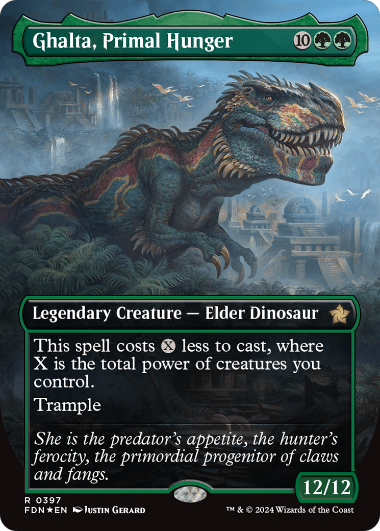 Ghalta, Primal Hunger (Borderless) (Mana Foil) [Foundations] - Trinity Hobby