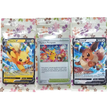 Pokemon Jakarta Festival Promo Set of 3 (Pikachu V 377 / Eevee V 378 / Fanfare Perayaan 374)