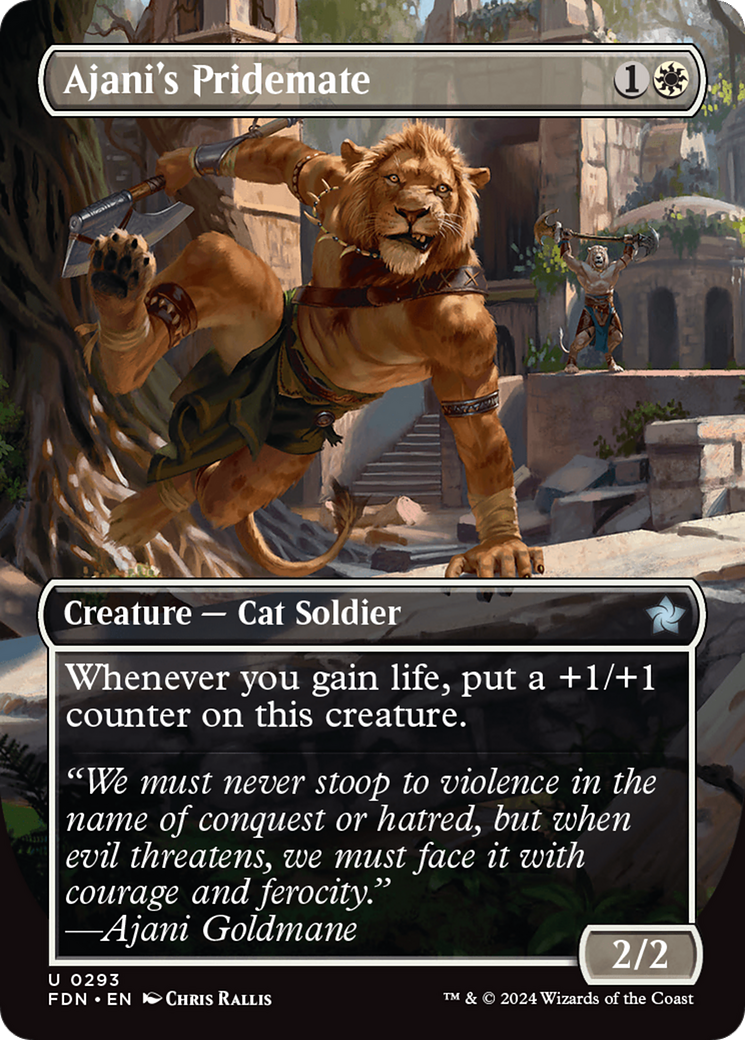 Ajani's Pridemate (Borderless) [Foundations] - Trinity Hobby