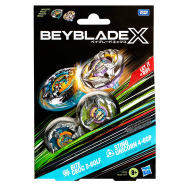 [Pre-Order]  Beyblade X Bite Croc 3-60LF and Sting Unicorn 4-60P Top Dual Pack Set