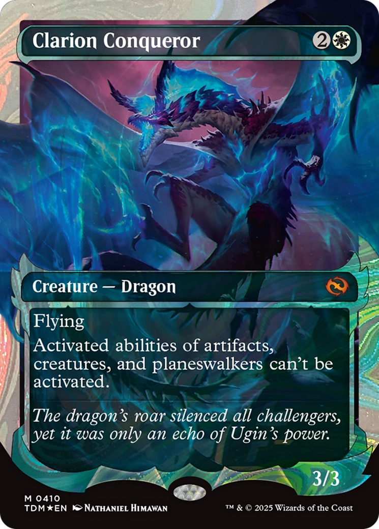 Clarion Conqueror  [Foil]  (TDM-410) - [Tarkir: Dragonstorm]: (Showcase) (Borderless) - Trinity Hobby