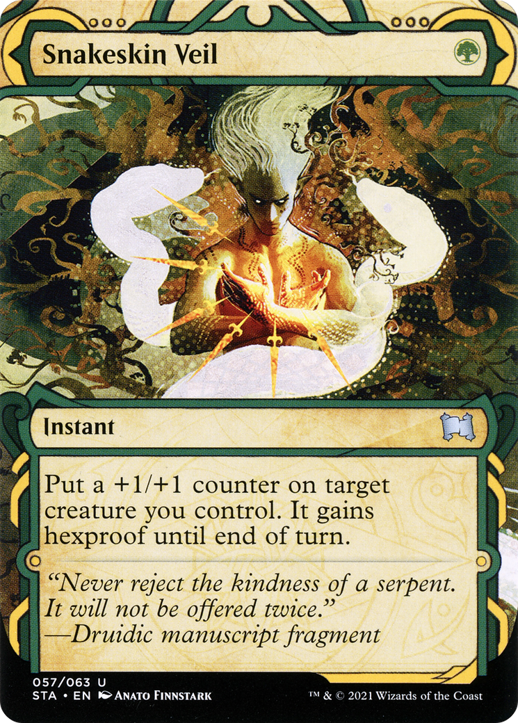 Snakeskin Veil [Etched Foil]  (STA-057) - [Strixhaven Mystical Archive]: (Showcase) (Borderless) - Trinity Hobby
