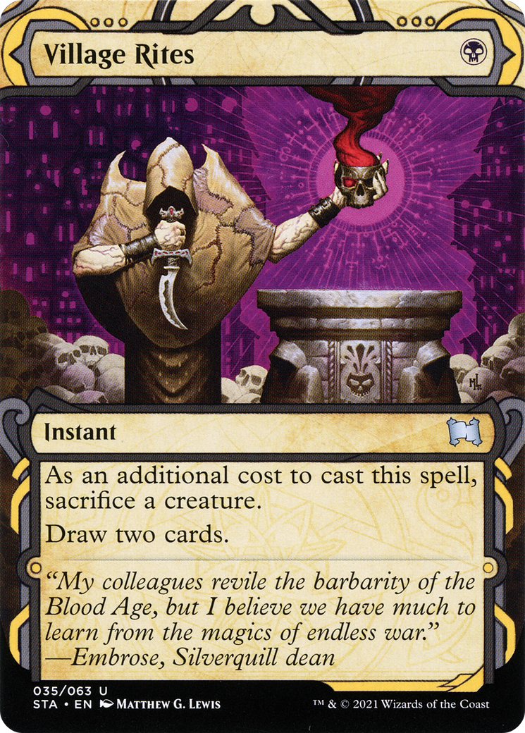 Village Rites [Etched Foil]  (STA-035) - [Strixhaven Mystical Archive]: (Showcase) (Borderless) - Trinity Hobby