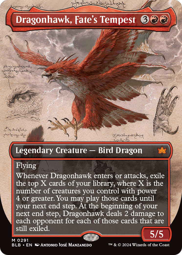 Dragonhawk, Fate's Tempest (Borderless) [Bloomburrow] - Trinity Hobby