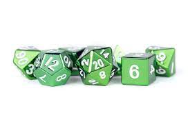 METAL 7 DICE SET GREEN 16MM - Trinity Hobby