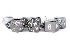 METAL 7 DICE SET STERLING GRAY 16MM