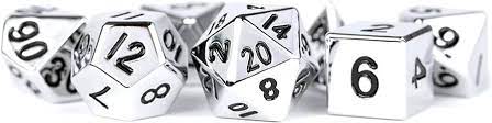 METAL 7 DICE SET SILVER 16MM - Trinity Hobby
