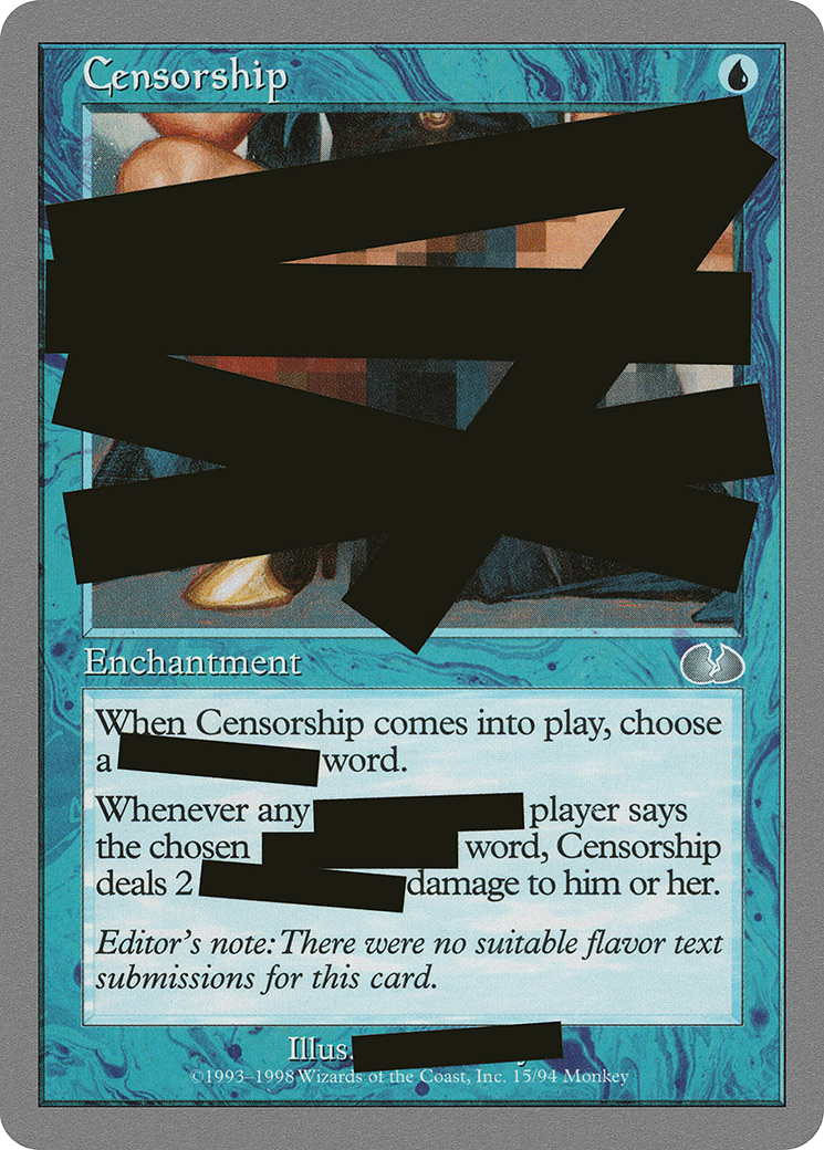 Censorship [Unglued] - Trinity Hobby