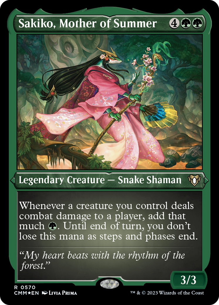 Sakiko, Mother of Summer (Foil Etched) [Commander Masters] - Trinity Hobby