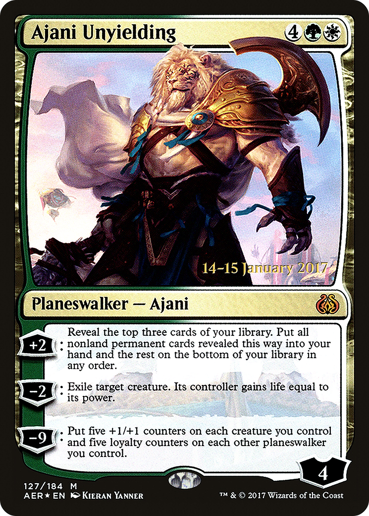 Ajani Unyielding [Aether Revolt Prerelease Promos] - Trinity Hobby