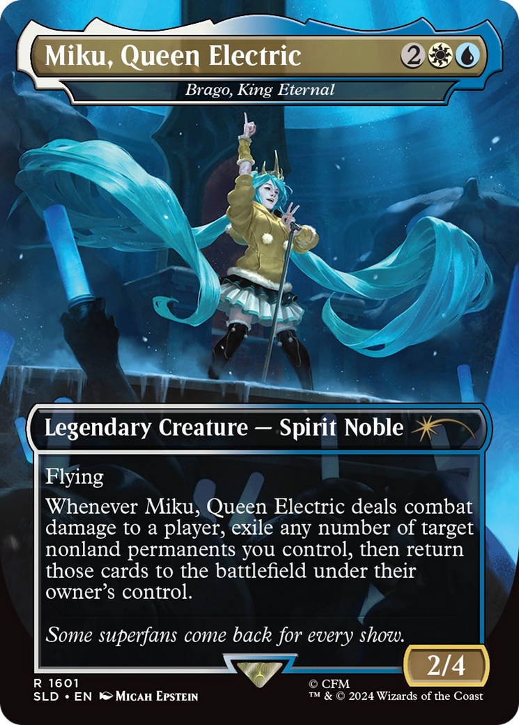 Brago, King Eternal  [Foil]  (SLD-1601) - [Secret Lair Drop] / Miku, Queen Electric (Borderless) - Trinity Hobby