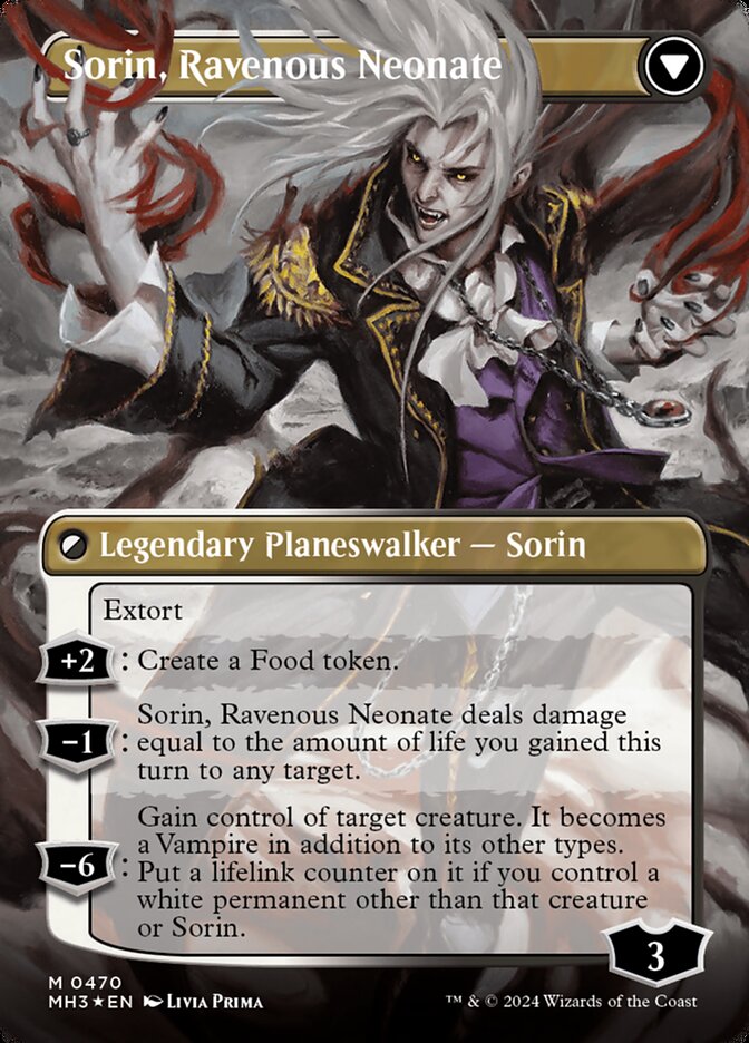 Sorin of House Markov // Sorin, Ravenous Neonate (Borderless) (Textured Foil) [Modern Horizons 3] - Trinity Hobby