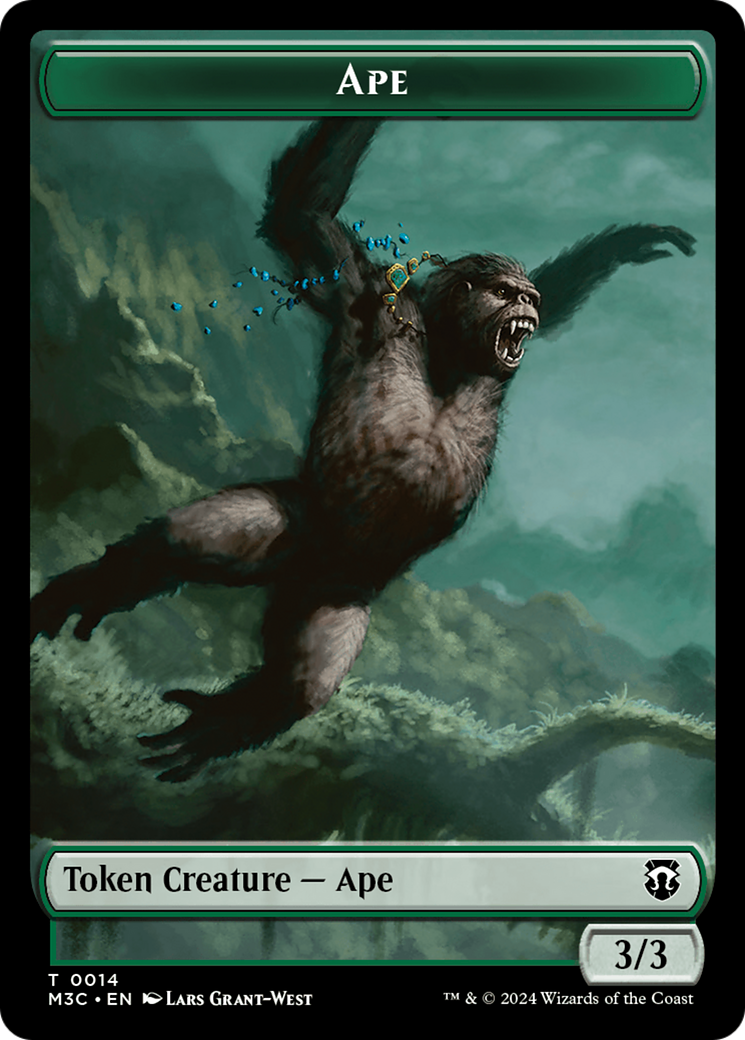 Ape (Ripple Foil) // Plant Double-Sided Token [Modern Horizons 3 Commander Tokens] - Trinity Hobby