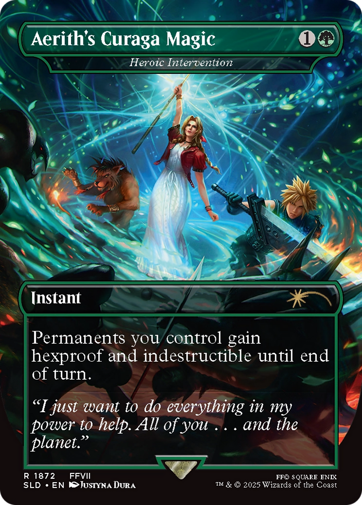 Heroic Intervention (SLD-1872) - [Secret Lair Drop] / Aerith's Curaga Magic (Borderless) - Trinity Hobby
