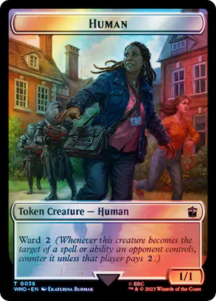 Human (0038) // Food (0058) Double-Sided Token (Surge Foil) [Doctor Who Tokens] - Trinity Hobby