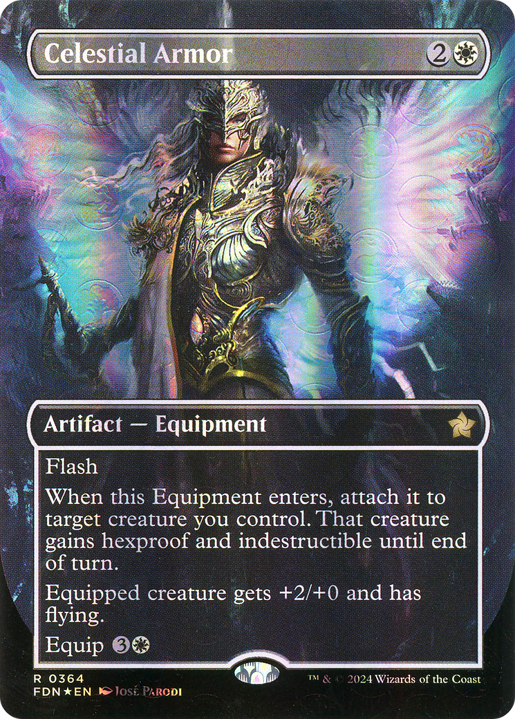 Celestial Armor (Borderless) (Mana Foil) [Foundations] - Trinity Hobby