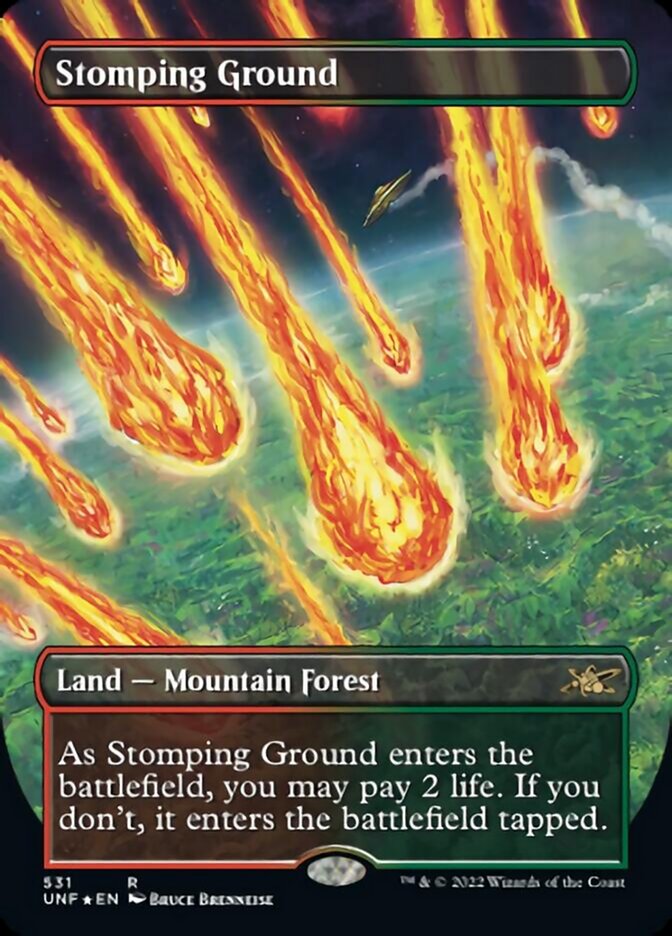 Stomping Ground (Borderless) (Galaxy Foil) [Unfinity] - Trinity Hobby