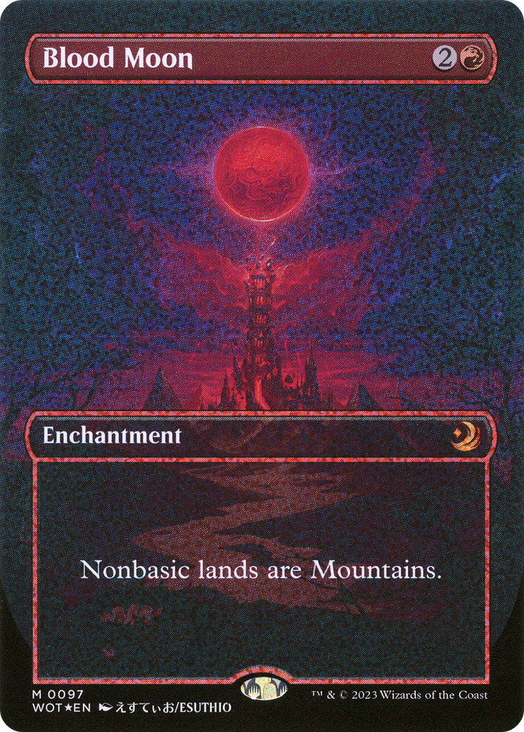 Blood Moon (Anime Borderless) (Confetti Foil) [Wilds of Eldraine: Enchanting Tales] - Trinity Hobby
