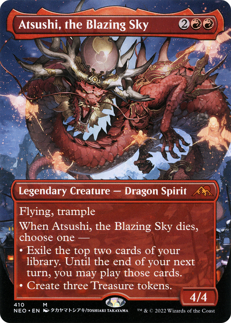 Atsushi, the Blazing Sky (Borderless Alternate Art) [Kamigawa: Neon Dynasty] - Trinity Hobby