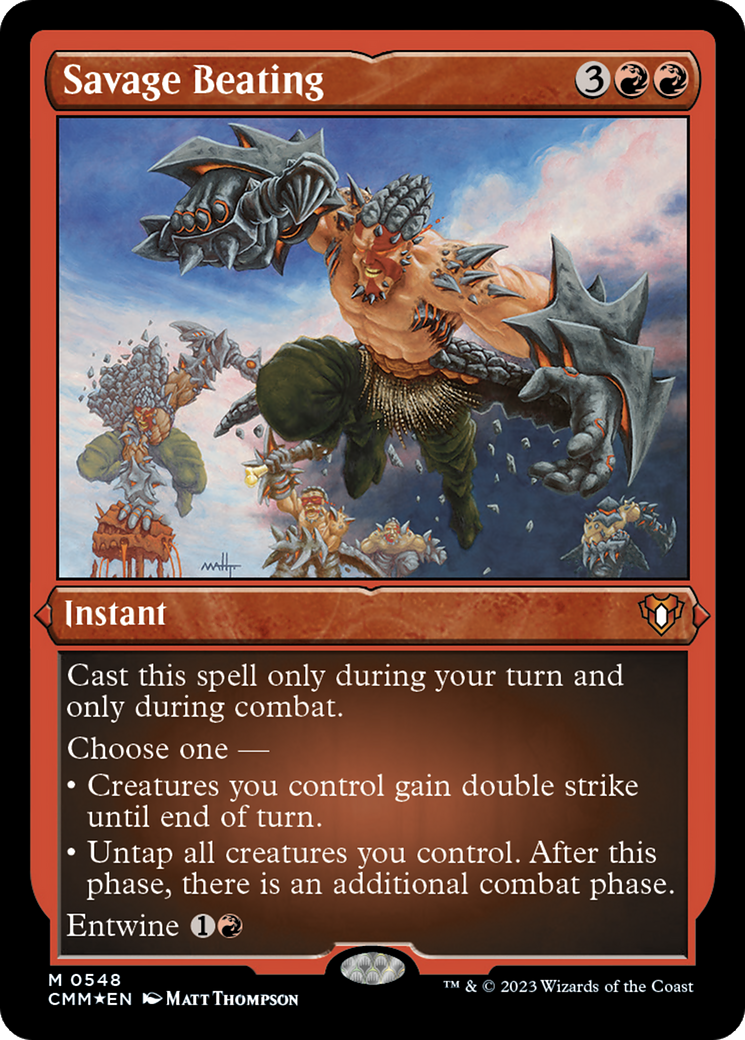 Savage Beating (Foil Etched) [Commander Masters] - Trinity Hobby