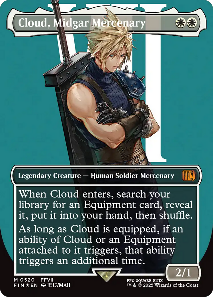 Cloud, Midgar Mercenary (Borderless) (Surge Foil)  [Foil]  (FIN-520) - [FINAL FANTASY] (Borderless) - Trinity Hobby