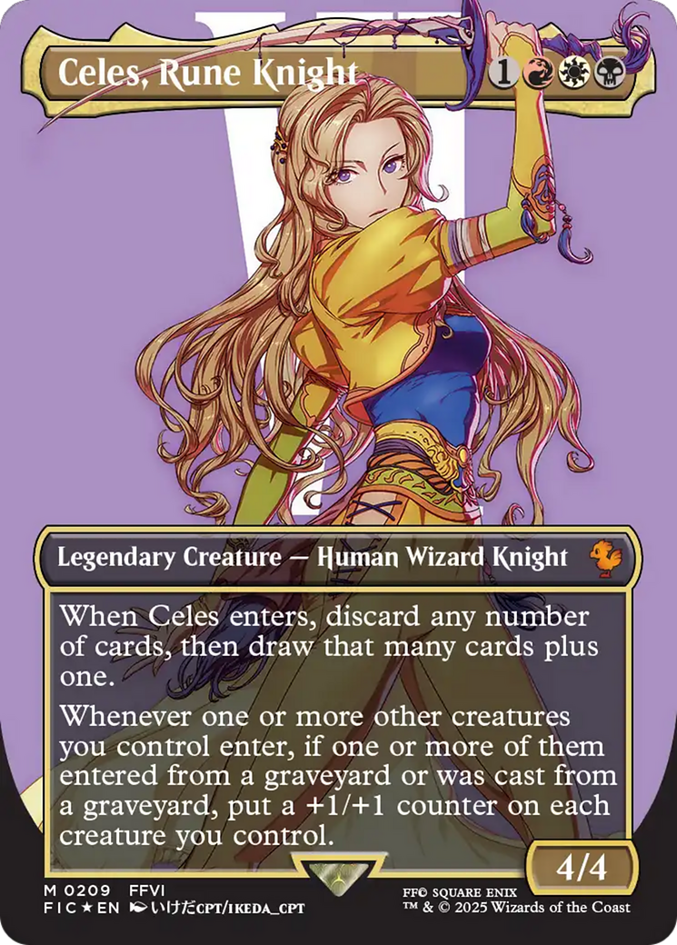 Celes, Rune Knight (Borderless) (Surge Foil)  [Foil]  (FIC-209) - [Commander: FINAL FANTASY] (Borderless) - Trinity Hobby