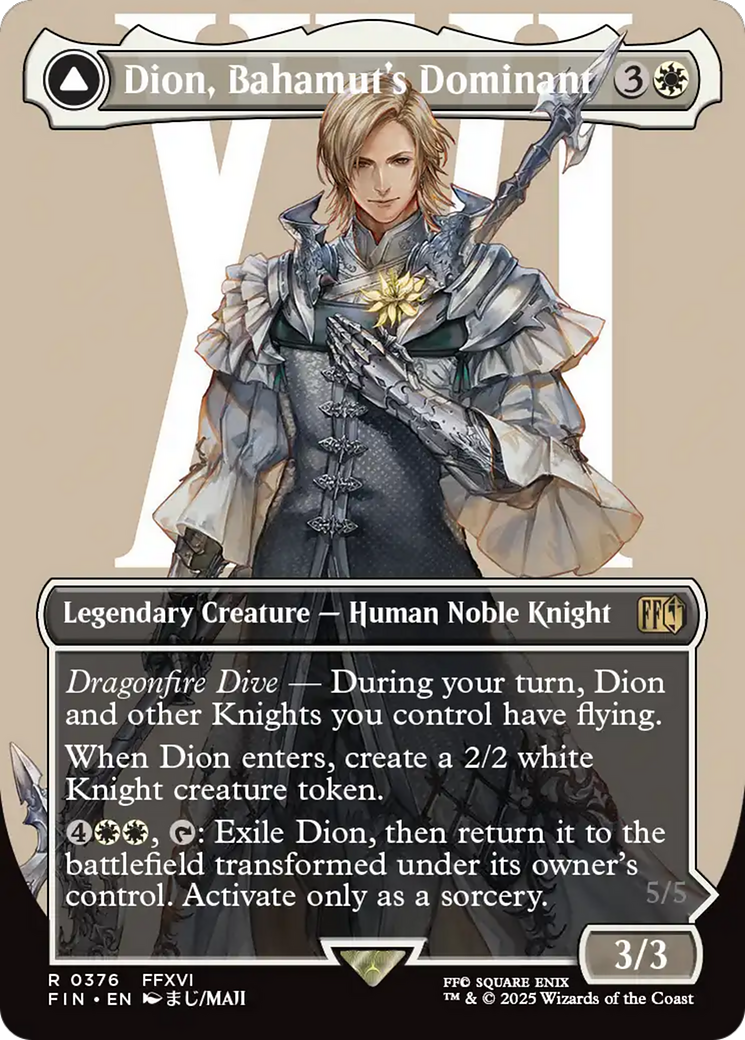 Dion, Bahamut's Dominant // Bahamut, Warden of Light  (FIN-376) - [FINAL FANTASY]: (enchantment) (Borderless)
