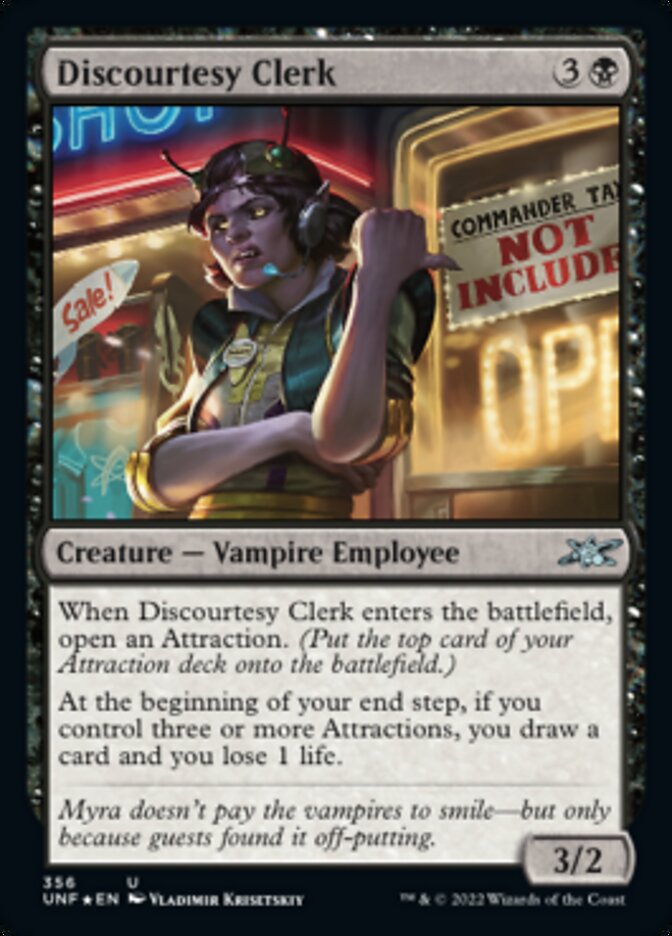 Discourtesy Clerk (Galaxy Foil) [Unfinity] - Trinity Hobby