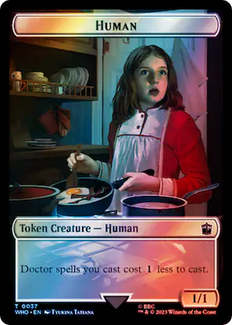 Human (0037) // Food (0059) Double-Sided Token (Surge Foil) [Doctor Who Tokens] - Trinity Hobby