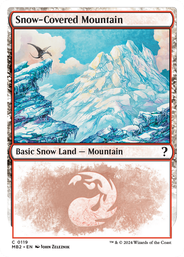 Snow-Covered Mountain (White Border) [Mystery Booster 2] - Trinity Hobby