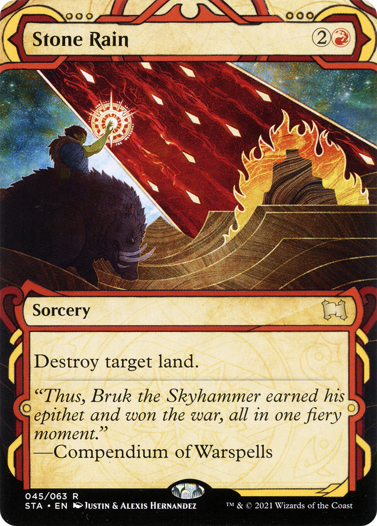 Stone Rain [Etched Foil]  (STA-045) - [Strixhaven Mystical Archive]: (Showcase) (Borderless) - Trinity Hobby