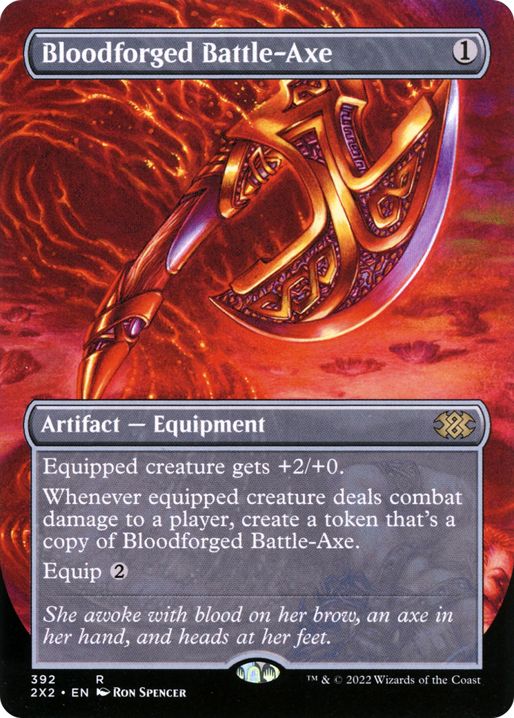 Bloodforged Battle-Axe (Borderless Alternate Art) [Double Masters 2022] - Trinity Hobby